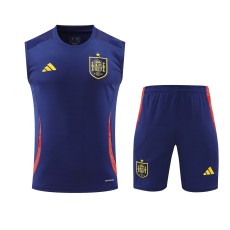 24-25 Spain Navy Blue Sleeveless Training Vest & Shorts Kit