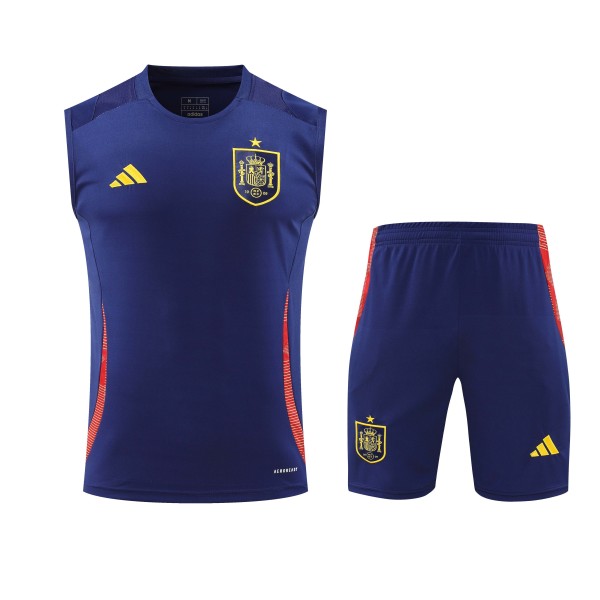 24-25 Spain Navy Blue Sleeveless Training Vest & Shorts Kit