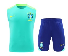 24-25 Brazil Aqua Sleeveless Training Vest & Blue Shorts Kit