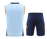 24-25 Real Madrid Light Blue Sleeveless Training Vest & Navy Shorts Kit