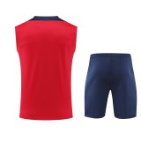 24-25 Atletico Madrid Red Sleeveless Training Vest & Navy Shorts Kit