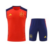 24-25 Spain Red Sleeveless Training Vest & Navy Shorts Kit