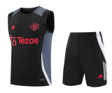 24-25 Manchester United Black Sleeveless Training Vest & Shorts Kit
