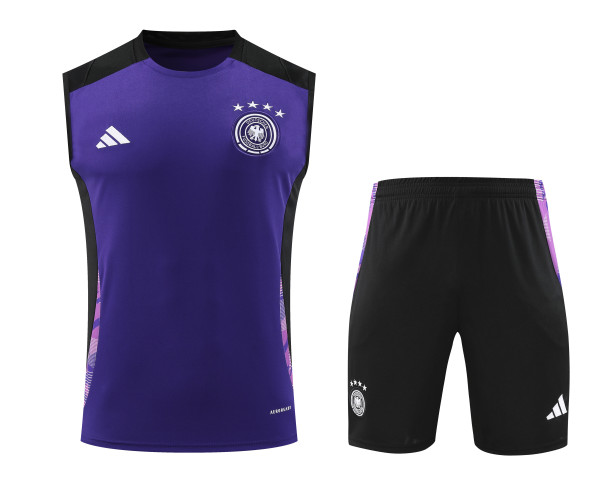 24-25 Germany Purple Sleeveless Training Vest & Black Shorts Kit