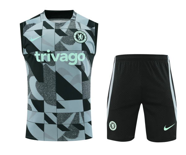 Chelsea 23/24 Grey/Black Camo Pre-Match Training Kit
