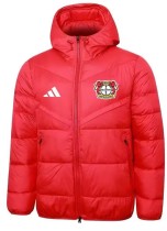 2025-26 Mens LeverKusen  red Hooded Jacket Cotton Coat