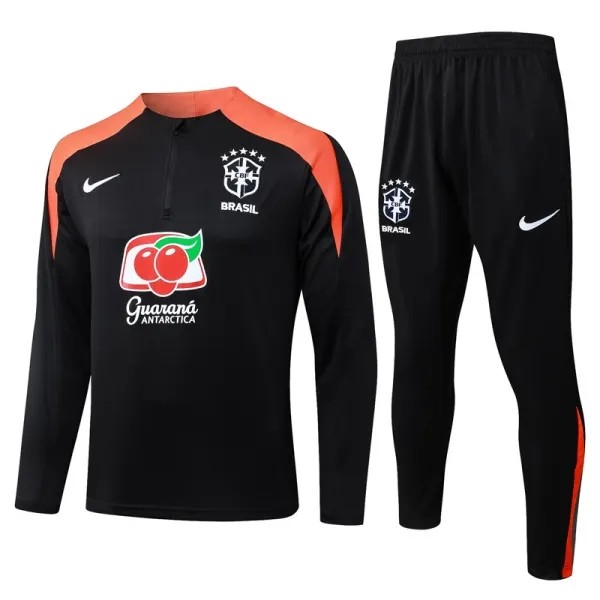 2025-26 Mens Brazil Black Half Pull Tracksuit #B25131