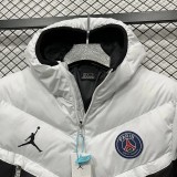 2025-26 Mens PSG Jordan White Black Hooded Cotton Coat  CV002 AJ