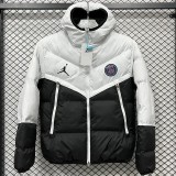 2025-26 Mens PSG Jordan White Black Hooded Cotton Coat  CV002 AJ