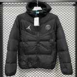 2025-26 Mens PSG Jordan Black Hooded Cotton Coat  CV002 AJ