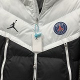 2025-26 Mens PSG Jordan White Black Hooded Cotton Coat  CV002 AJ