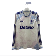 2025-26 Mens Aston Villa Third away long sleeve  white soccer Jersey