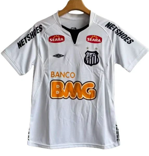 2011 Mens  Retro Santos home white soccer ersey