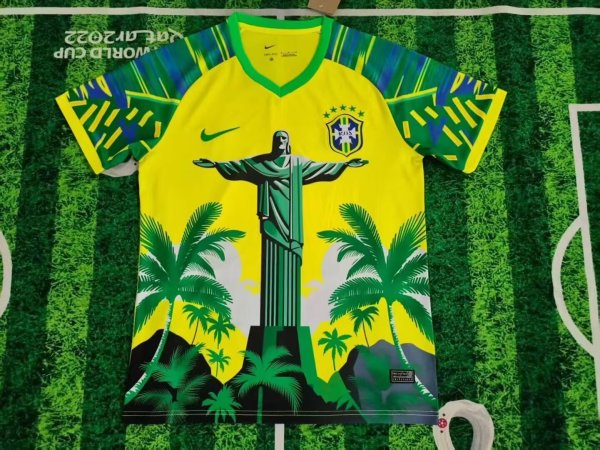 22 Brazil National Team World Cup  Christ the Redeemer  Tropical Island Special Edition Jersey