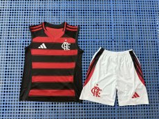 2025/26 Adidas CR Flamengo Training Sleeveless Kit (Red/Black Stripe) (Kids)
