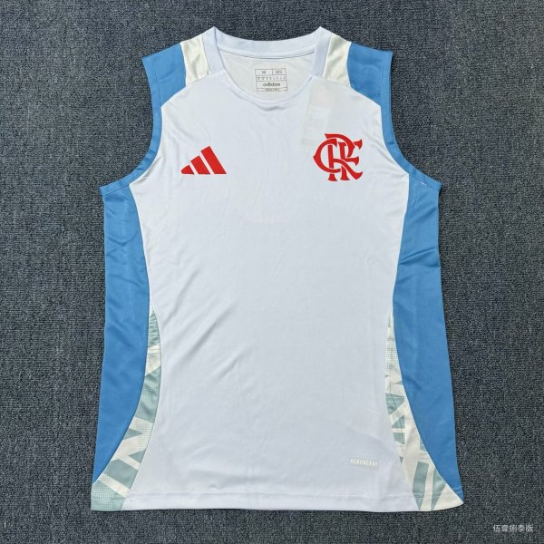 2024/25 CR Flamengo Adidas Training Sleeveless Vest (White/Light Sky Blue)