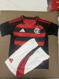 2025 CR Flamengo Adidas Home Kids Kit (Red/Black Stripe)