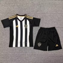 2025/26 Atletico Mineiro Training Kit (Black & White Striped with Gold Accents) (Kids)
