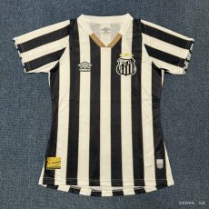 2024/25 Santos FC Umbro Home Women's Jersey (Black/White/Gold Stripes)