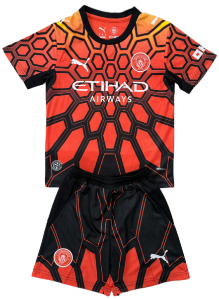 2022-23 Kids Manchester City goalkeeper orange soccer jersey