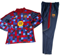 2026-27 Kids Barcelona red and blue Half Pull Tracksuit