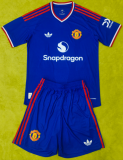 2026-27 KIDS Manchester United away blue  soccer Jersey