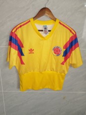 1990 Colombia Women Home Short Sleeve Retro Fan Soccer Jersey