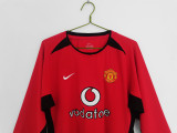 2002-04 Manchester United Home Long Sleeve Retro Soccer Jersey