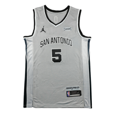 2026 SA Spurs CASTLE #5 Grey Statement Edition Top Quality Hot Pressing NBA Jersey