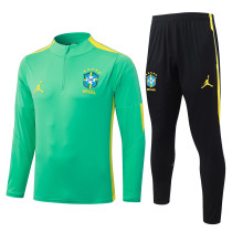 2026-27 Brazil Green Half Pull Training suit B26083#