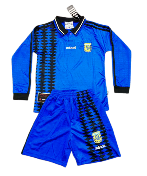 1994 Kids Argentina Away Long Sleeve Retro Soccer Jersey