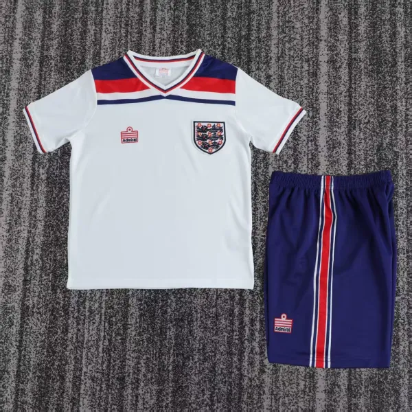 1982 Kids England Home White Retro Soccer Jersey