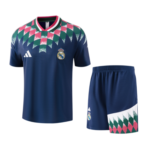 Real Madrid Royal Blue Retro Training Short Suit