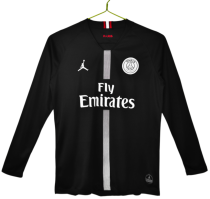 2018-19 Mens PSG Home Black Long Sleeve Retro Soccer Jersey