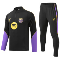 2026-27 Mens Barcelona Black Half Pull Training Suit (半拉链)