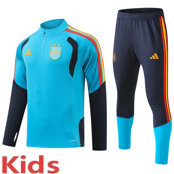 2026-27 Kids Spain Lake Blue Half Pull Training Suit(have two star ⭐⭐)