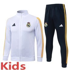 2026-27 Kids Real Madrid White Long Pull Training Suit E26148#