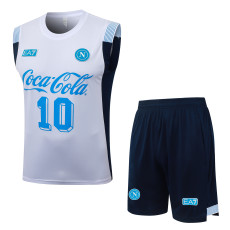 2026-27 Mens Napoli White Vest Training Short Suit D26105#