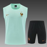 2026-27 Mens France Light Green Vest Short Training Suit