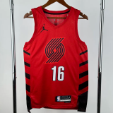 22-23 TRAIL BLAZERS YANG #16 Red Top Quality Hot Pressing NBA Jersey (Trapeze Edition)飞人版