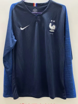 2018 France Home Long Sleeve Retro Soccer Jersey