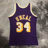 1996-97 LAKERS O'NEAL #34 Purple Retro Top Quality Hot Pressing NBA Jersey(圆领）