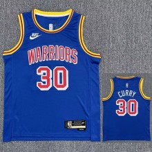 Warriors CURRY #30 Blue 75th Anniversary Retro NBA Jersey