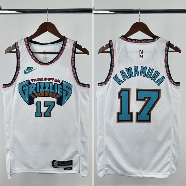 24-25 GRIZZLIES KAWAMURA #17 White Top Quality Hot Pressing NBA Jersey