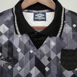 1990 England Away Black Retro Soccer Jersey