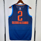 23-24 OKC Thunder GILGEOUS-ALEXANDER #2 Blue City Edition Top Quality Hot Pressing NBA Jersey (蓝色条纹 )