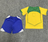 2004 Brazil Home Retro Kids Soccer Jersey