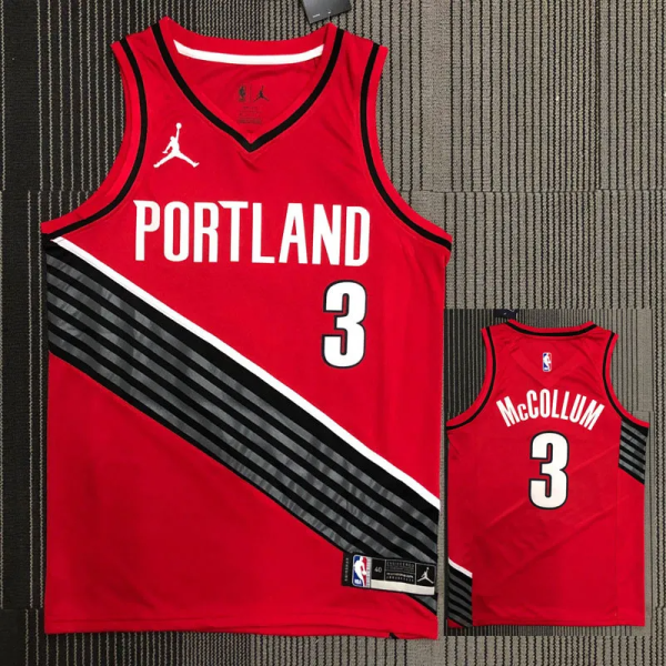 Trail Blazers McCOLLUM #3Jordan Red Top Quality Hot Pressing NBA Jersey