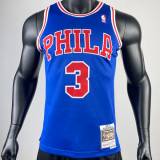 1996-97 76ERS IVERSON #3 Blue Retro Top Quality Hot Pressing NBA Jersey