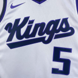 23-24 Kings FOX #5 White Top Quality Hot Pressing NBA Jersey